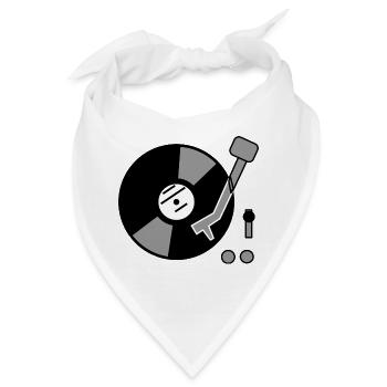 DJ Turntable Geschenkidee Vinyl Schallplatte Musik - Bandana - Weiß - Vorne