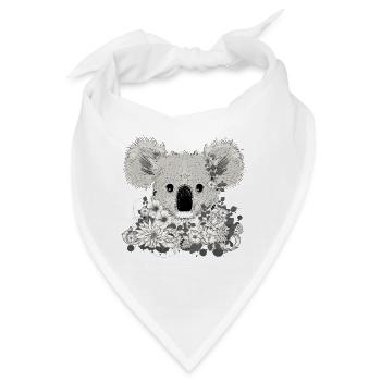 geschmückter Koala Bär mit Blumen und Eukalyptus - Bandana - Weiß - Vorne