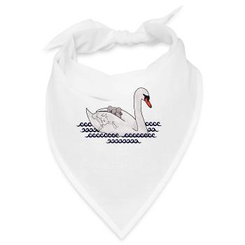 Schwan mit Jungen - Bandana - Weiß - Vorne