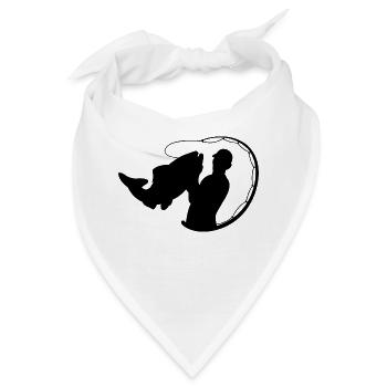 Fischer mit Angelrute und Fisch - Bandana - Weiß - Vorne