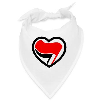 Antifa Logo in Herzform - Bandana - Weiß - Vorne