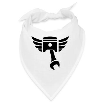 Kolben Schlüssel Emblem mit Flügeln - Bandana - Weiß - Vorne