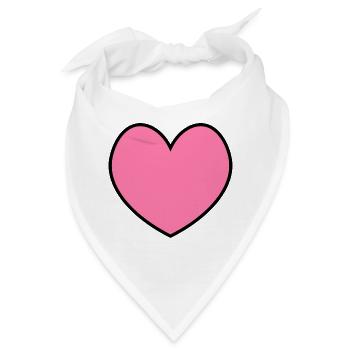 Herz rosa black outline - Bandana - Weiß - Vorne