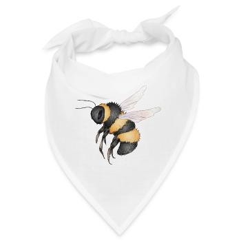 detaillierte Zeichnung einer fliegenden Hummel - Bandana - Weiß - Vorne