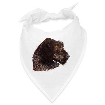 Deutsch Stichelhaar Portrait - Bandana - Weiß - Vorne