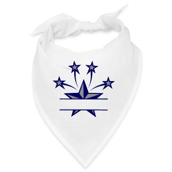 Stern dunkelblau und grau mit Balken dazwischen - Bandana - Weiß - Vorne