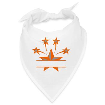 Stern orangegrau mit Balken zwischen eigenem Text - Bandana - Weiß - Vorne