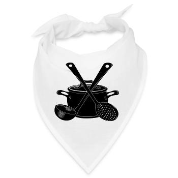 Pfannensuppenlöffel und Schaumlöffel dunkel - Bandana - Weiß - Vorne