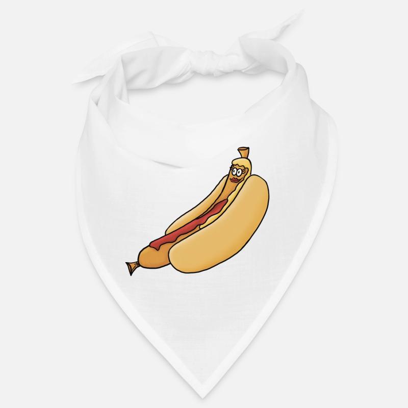 entspannte Bockwurst im Brötchen - Bandana - Weiß