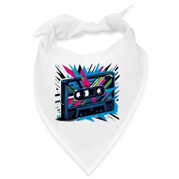 Musik Kassette im Retro-Stil 80er und 90er Stil - Bandana - Weiß - Vorne