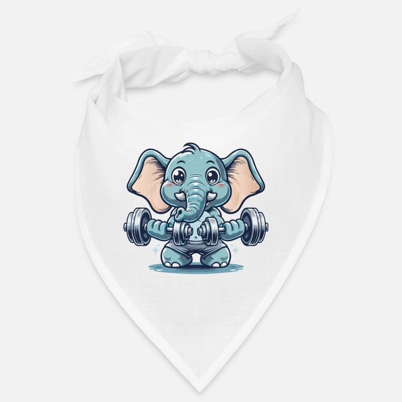 Cute cartoon elephant doing strength training Bandana