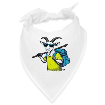 Bergziege mit Rucksack - Bandana - Weiß - Vorne