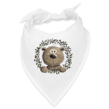 Drolliger Brauner Bär Blätterkranz Wildtier Comic - Bandana - Weiß - Vorne