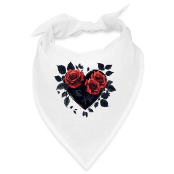 Rosenherz im Dunkelblau - Bandana - Weiß - Vorne