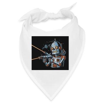 Retro Sci-Fi Roboter mit Laserwaffe - Bandana - Weiß - Vorne