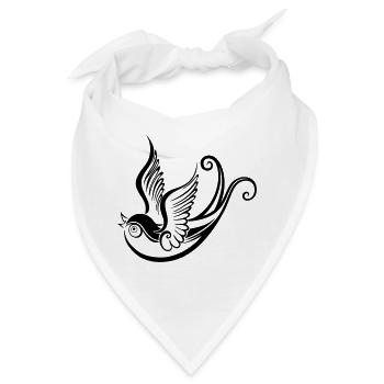 Tribal Vogel Ornament Tattoo Style Schwalbe - Bandana - Weiß - Vorne