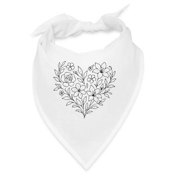 Florales Herzmuster, Blumenranke filigran - Bandana - Weiß - Vorne