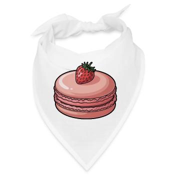 Erdbeer-Macaron-Dessert - Bandana - Weiß - Vorne
