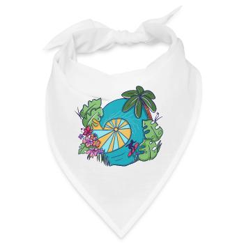 Tropical Ocean Wave with Palms – Summer Art - Bandana - Weiß - Vorne