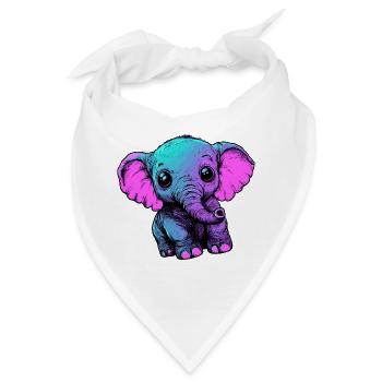 Neon Elefant Pop Art Farbenpracht - Bandana - Weiß - Vorne