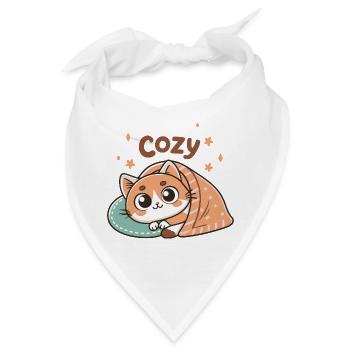 Gemütliche Katze unter der Decke - Bandana - Weiß - Vorne
