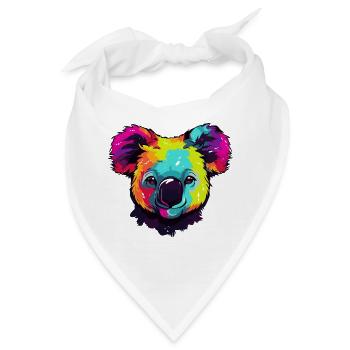Bunter Koala Popkunst - Bandana - Weiß - Vorne