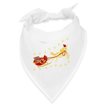 Einhorn mit Weihnachtsschlitten, Bär, Tiger - Bandana - Weiß - Vorne