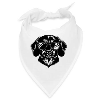 Dackel Hundekopf mit Sonnenbrille - Bandana - Weiß - Vorne