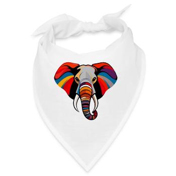 Bunter Elefantenkopf Kunst Pop Art Elefant Motiv - Bandana - Weiß - Vorne