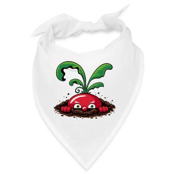 Neugieriges Radieschen aus der Erde  - Bandana - Weiß - Vorne
