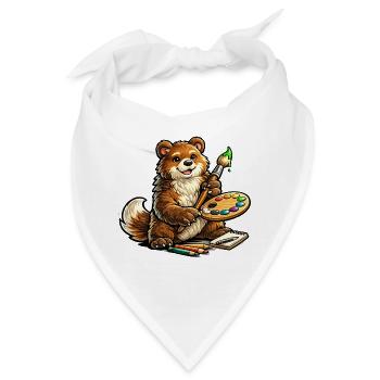 Bär mit Farbpalette Kunst - Bandana - Weiß - Vorne