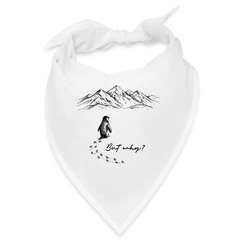Pinguin Meme But why? Schneespur Berge Gekritzel - Bandana - Weiß - Vorne