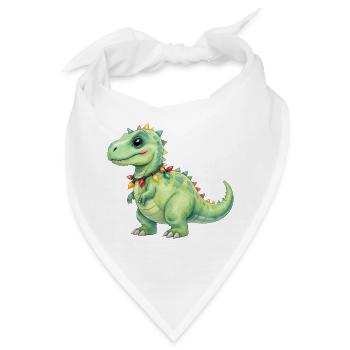 Bunter Dino mit Lichterkette - Bandana - Weiß - Vorne