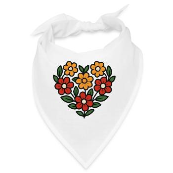 Herz aus Blumen Muster - Bandana - Weiß - Vorne