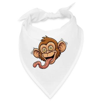 Verspielte Affenkarikatur mit Zunge - Bandana - Weiß - Vorne