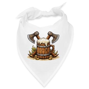 Bierfass mit Äxten Wikinger - Bandana - Weiß - Vorne