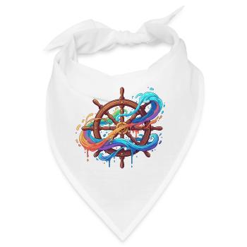 Farbwellen am Steuerrad - Bandana - Weiß - Vorne