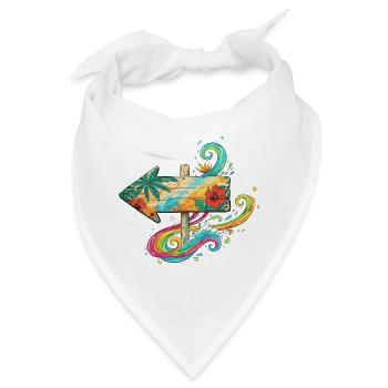 Tropischer Holzpfeil mit Farbenwellen - Bandana - Weiß - Vorne
