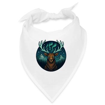 Nachtwald Hirsch mit Nordlicht-Geweih - Bandana - Weiß - Vorne