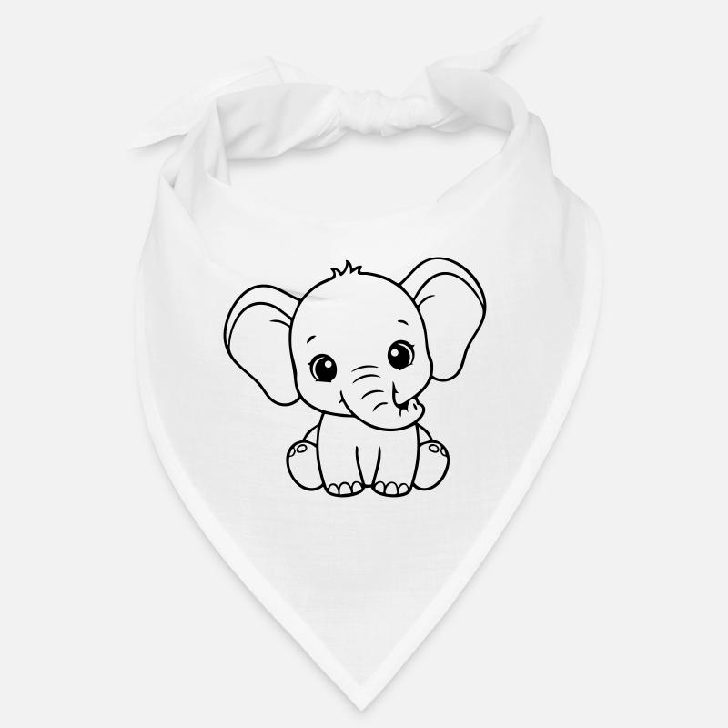 Bébé éléphant mignon – Noir et Blanc Bandana