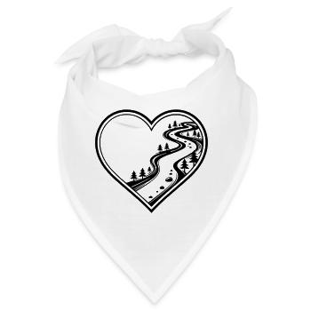 Personalisiebares Herz mit Wald-, Wanderpfad - Bandana - Weiß - Vorne