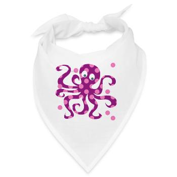 Oktopus Dots Punkte Tintenfisch pink Kinderzimmer - Bandana - Weiß - Vorne