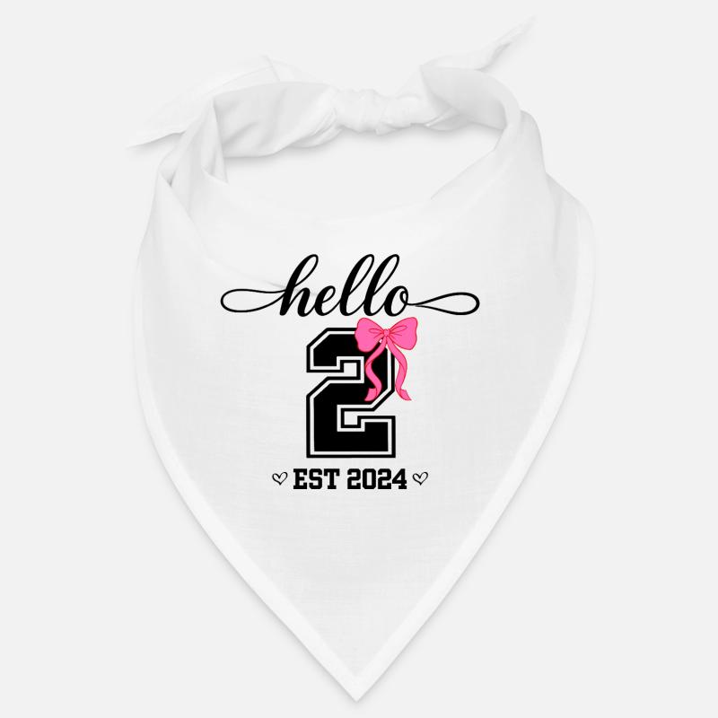 Hello 2 Est 2024 Pink Bow Design Bandana