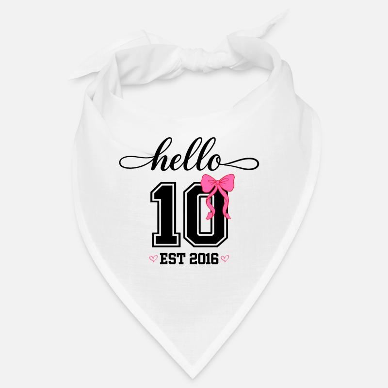 Hello 10 Est 2016 Mädchen Geburtstag Design Bandana