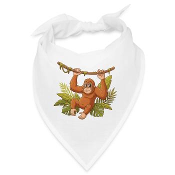 Orangutan an Lianen - Bandana - Weiß - Vorne