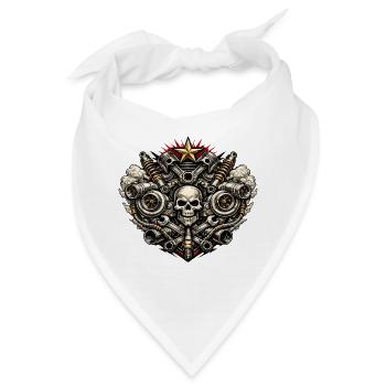 Mechanische Schädel- und Sternmotoren - Bandana - Weiß - Vorne