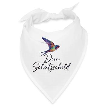 Dein Schutzschild – bunter Geometrie-Vogel - Bandana - Weiß - Vorne