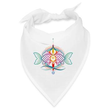 Ornament Fisch | Bunte Meereskunst  - Bandana - Weiß - Vorne