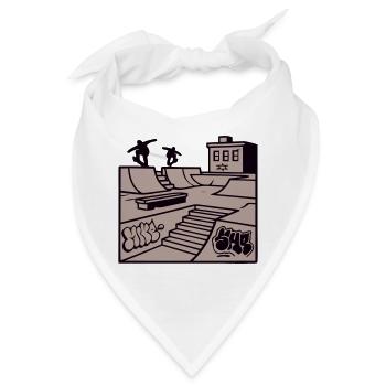 Skatepark Rampe Illustration - Bandana - Weiß - Vorne