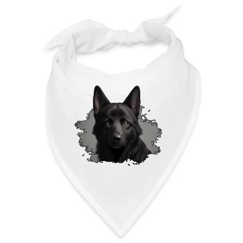 schwarzer schäferhund - Bandana - Weiß - Vorne